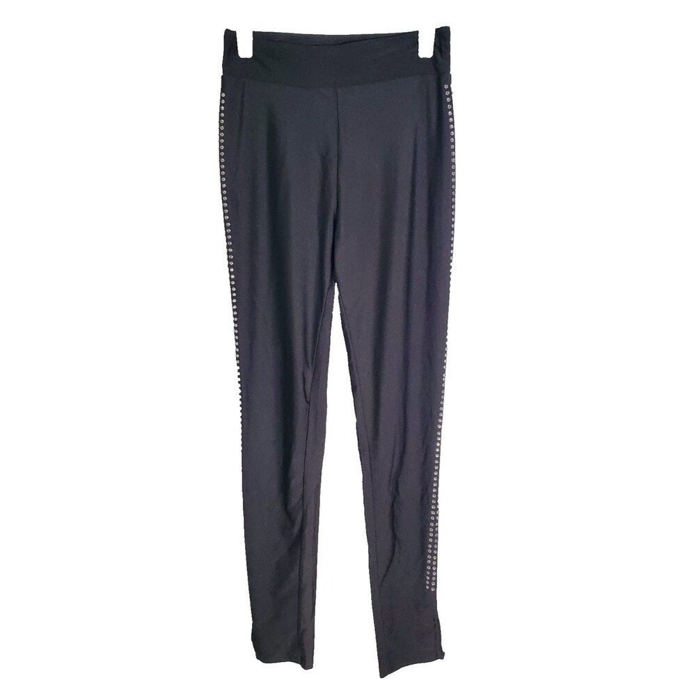 Women's ChicMe Medium Black Leggings Polyester Spandex Rhinestones
